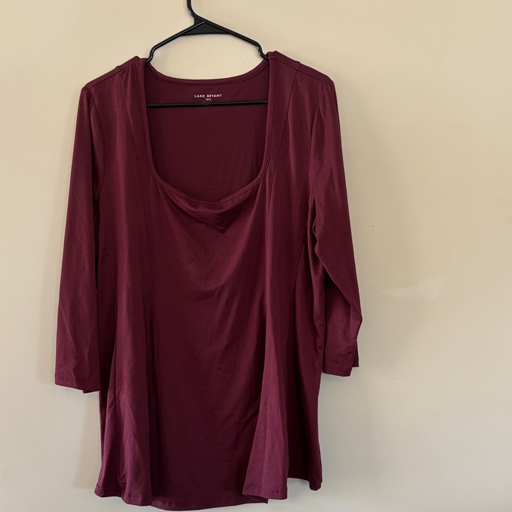 Lane Bryant Deep Red Long Sleeve Top